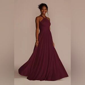 David’s Bridal CELEBRATE DB STUDIO high-neck mesh dress with full skirt